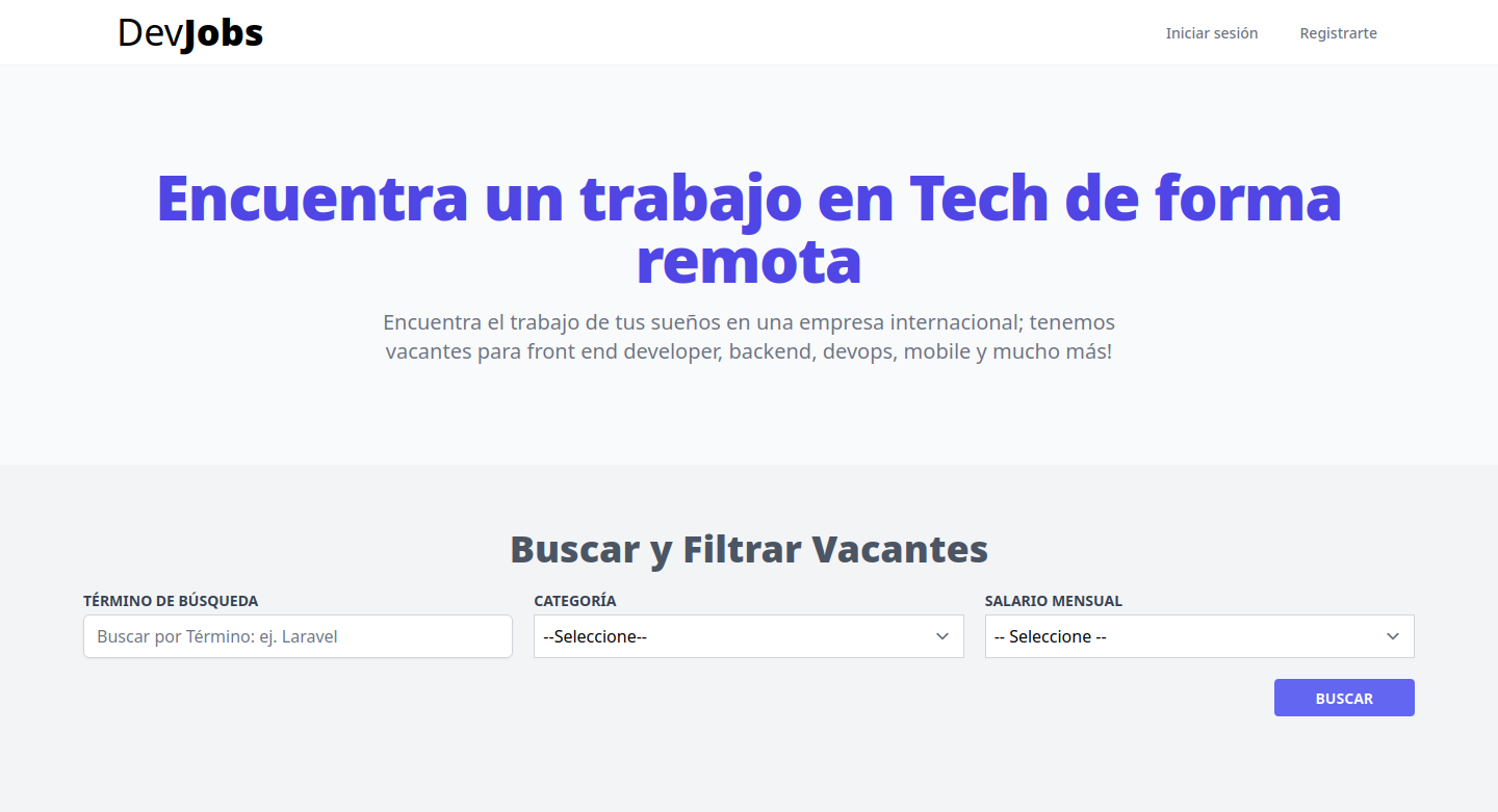 imagen  DevJobs plataforma de empleo para desarrolladores web